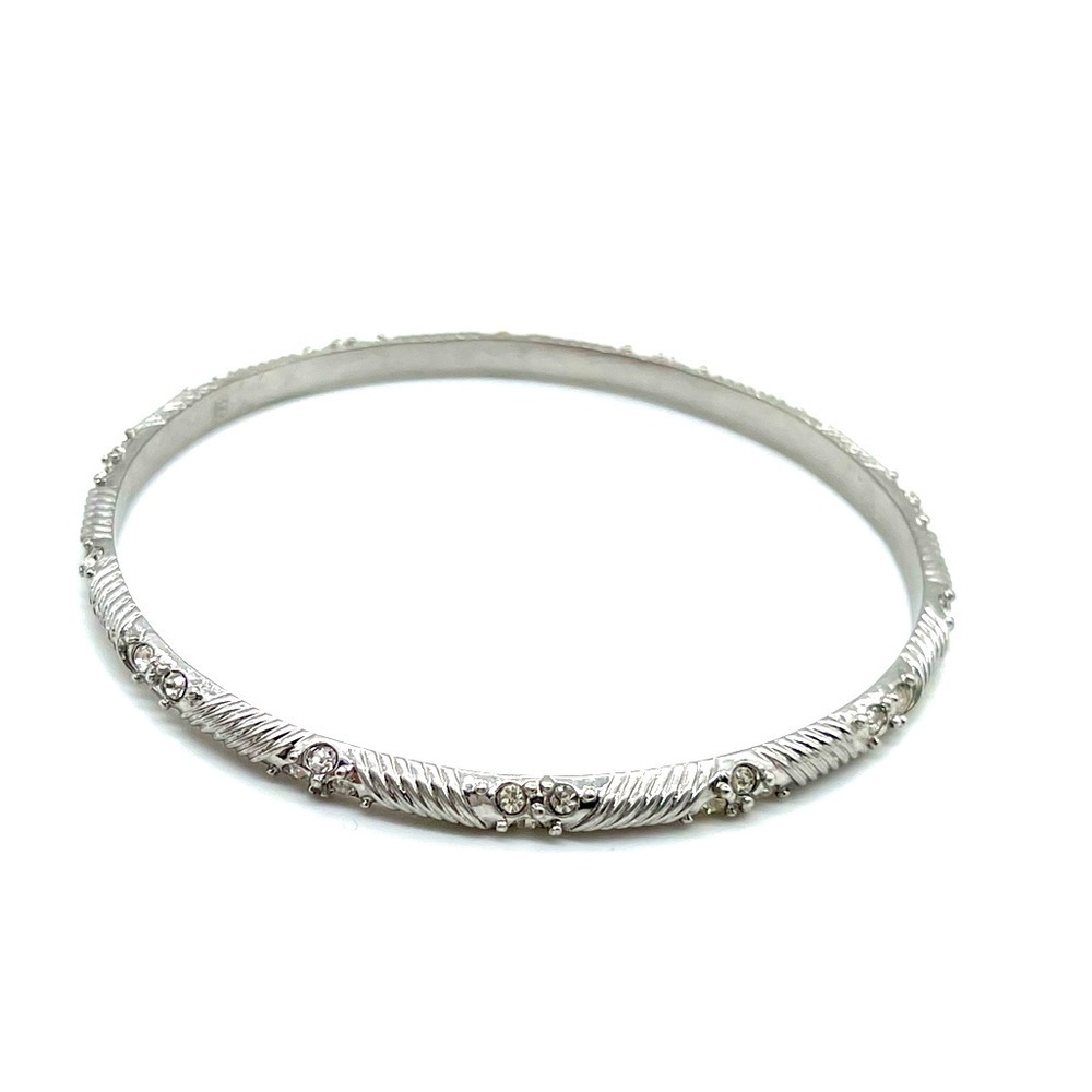 Lia Sophia Silver Tone with paved Rhinestones Bangle